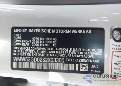 2025 Mini Hardtop Cooper S z USA, uszkodzony, nr VIN WMW53GD02S2X03300
